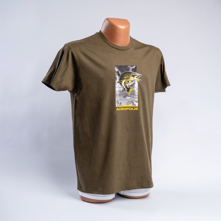 Acropolis Футболка для рибалки з принтом ЩУКА ОФР-5 (хакі). Розміри S, M, L, XL, XXL