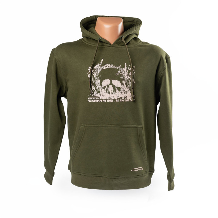 Acropolis ОХР-5х Худи для грибников "All mushrooms...". Цвет – хаки. Размеры: S, M, L, XL, XXL